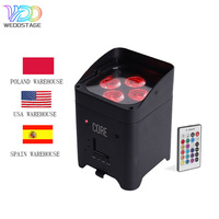 Projecteur PAR sans fil rechargeable Wedo 4x18W avec batterie, contrôle APP/WIFI/DMX/télécommande, RGBWA+UV 6-en-1, éclairage de scène LED avec flight case