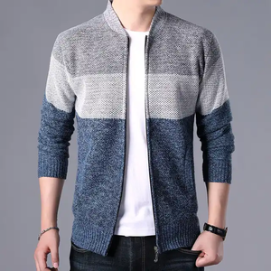 Suéter de Hombre de Punto para Otoño e Invierno, con Terciopelo, Grueso, Informal, con Cuello Alto, Estilo Urbano, Cárdigan J0025 - Product Image 5