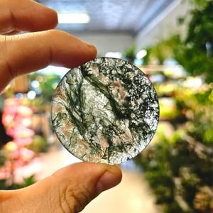 Disco de Ágata Musgosa Natural al por Mayor, Cristal de Cuarzo Tallado Estilo Feng Shui, Soporte para Teléfono DIY para Decoración del Hogar y Regalos - Product Image 3