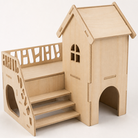 Maisonnette pour petits animaux YAOYUE en bois naturel avec plateforme, escalier et cachette pour hamsters, souris et gerbilles, tailles S-XL