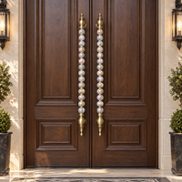 Poignée de porte moderne et minimaliste de luxe en forme de gourde, à perles rondes et émail coloré, pour portes à double battant de villas