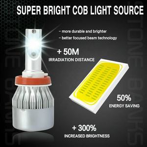Kit de Faros LED C6 Súper Brillantes de 6000LM con Sistema de Ventilador de Refrigeración para Automóviles Universales H4 H7 H11 Chip COB 36W 72W - Product Image 2