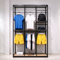 Présentoirs de Vêtements de Boutique en Métal Noir avec Paniers Grille et Barre de Suspension CE ETL Vente en Gros et au Détail
