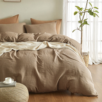 Parure de lit en gaze de coton 100% à vente chaude, personnalisation, ensemble de literie 3 pièces, utilisation hôtelière, certifié OEKO-TEX, 200TC, mousseline douce