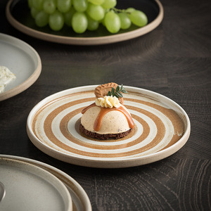 Platos de Cerámica Mate Vintage para Cena, Platos Redondos Hechos a Mano de Arcilla Creativa para Servir Ensaladas de Frutas, Sushi, Bandeja Plana - Product Image 5