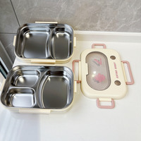 Kawaii niños 3 compartimentos Tiffin contenedor de comida de acero inoxidable aislado al vacío termo Bento caja de almuerzo para la escuela niños