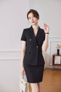 Ensemble de tailleur pour femme Yilong à manches courtes pour directrice d'hôtel, uniforme de réception, tenue de travail de bureau d'été - Product Image 5