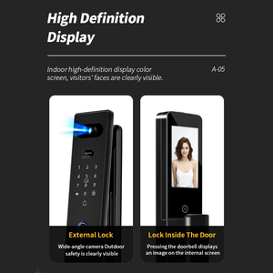 Cerradura de puerta inteligente biométrica de cara y huella dactilar 3D al por mayor con cámara Tuya Wifi opciones de almacenamiento de tarjeta de memoria de seguridad producto caliente - Product Image 4