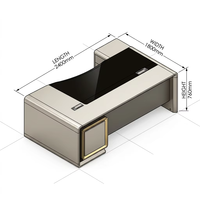 Bureau de direction de luxe moderne et durable en panneaux de bois avec éclairage LED et armoire latérale de rangement haut de gamme pour manager