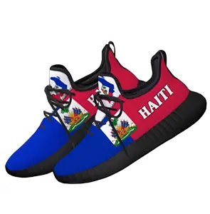 定制标志批发印刷设计海地国旗日户外派对鞋男士步行风格鞋