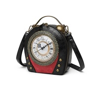 Sac à main rétro de style horloge en forme d'extraterrestre, avec fermeture éclair, doublure en polyester, design rond créatif pour femmes, modèle UK Niche