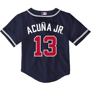 Camiseta de Bebé de los Atlanta Braves, Acuña Jr. 13, Azul Marino, Alternativa del Jugador, 12-24 Meses, Absorbe la Humedad - Product Image 3