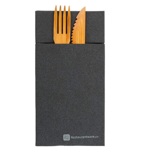Serviettes de table noires en papier Air Laid Kangaroo - Douces et durables 16 pouces x 16 pouces avec poche intégrée pour couverts - Jetables et - Product Image 2