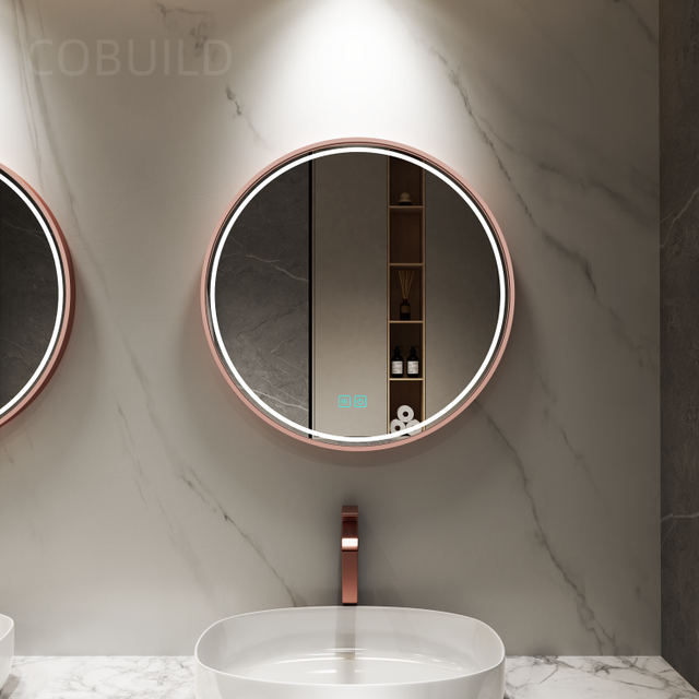 Anti-fog Shower Shaving Mirror Touch Screen LED Circle Circle Smart Bathroom Vanity Mirror