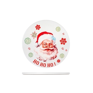 Sottopentola Rotondo in Ceramica con Decorazione Babbo Natale, Accessorio Decorativo per Tavola Natalizia - Product Image 1