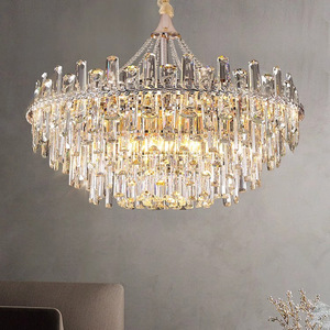 Đèn chùm pha lê kiểu Mỹ mới <span class=keywords><strong>2025</strong></span>, chất liệu sắt mạ vàng, trang trí phòng khách, đèn treo sang trọng, đèn tròn lớn - Product Image 5