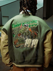 Nhà Sản Xuất Tùy Chỉnh Chenille Các Bản Vá Lỗi Thêu Len Mùa Đông Varisty Cổ Điển Trường Học Cũ Letterman Bóng Chày Varsity Áo Khoác Unisex - Product Image 3