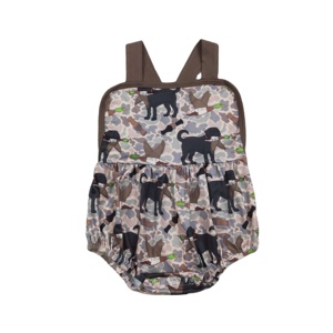 Combinaison pour bébé fille RTS Embroidery Hunting Camouflage Dog, 95% coton, 5% élasthanne, tissu peigné, fermeture éclair cachée, nouveau-né, modèle Bubble - Product Image 1