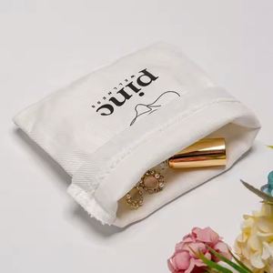 Custom Logo Printing Organic Small Cotton <b>Sunscreen</b> Cosmetic Packing Drawstring Bag Recycled Soild Gift Cotton Muslin Pouch - Product Image 2