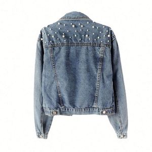 2022 Hot Sale Women Pearl <b>Denim</b> <b>Jacket</b> <b>Kids</b> Size Factory Wholesale Spring and Autumn Girl's <b>Denim</b> Coat - Product Image 5