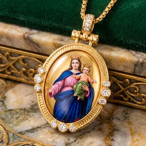 Amuleto de Protección Familiar de la Virgen María, Nuestra Señora de la Ayuda de los Cristianos, Colgante de Esmalte, Venta al por Mayor en Australia - Product Image 1
