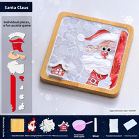 Kit de Mosaïque de Noël pour Sous-Verres en Bois Carrés et Ronds de 10 cm – Bricolage Créatif, Jouet Éducatif STEM, Cadeau de Vacances pour Enfants, Fait Main, OEM