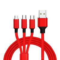 Productos de Venta caliente Todo en uno Cable USB Cable DE DATOS 1,2 m 4FT Nylon trenzado con 3 conectores Cable de carga USB RSZ8