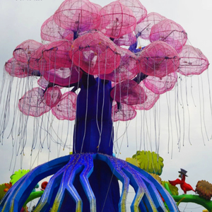 Nghệ thuật kim loại Motif ánh sáng tác phẩm điêu khắc cây của cuộc sống bollard đèn vuông trang trí khách sạn bãi cỏ chim tổ cảnh quan chiếu sáng - Product Image 2