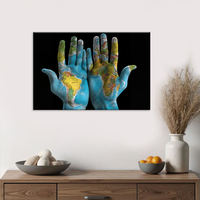Mapa del Mundo Impreso en Lienzo, Arte de Naturaleza Muerta, Decoración de Pared Personalizable con Temática de Unidad Global para Hogar, Oficina u Hoteles