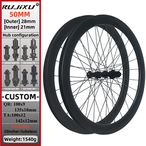 Set di Ruote Superiori in Carbonio 700c per Bici da Corsa 50mm Larghezza 28mm Copertoncino Freno a Pattino Ruote Ciclismo Set Ruote per Bicicletta - Product Image 1