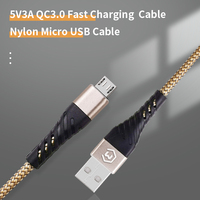 Kabel Data USB Micro Nylon 3A Berkualitas Tinggi untuk Pengisian Cepat Ponsel dan Power Bank Grosir