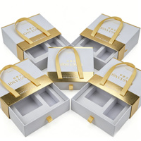 Boîte cadeau personnalisée blanche avec tiroir, insert en EVA gaufré à chaud or, ruban de luxe, ensemble de cosmétiques pour soins de la peau, boîte rigide en papier