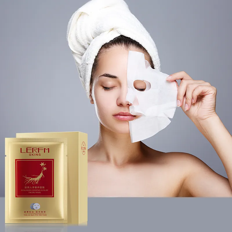 निजी लेबल कोलेजन Ginseng त्वचा की देखभाल चेहरे की चादर मुखौटा प्राकृतिक संयंत्र फल निकालने मॉइस्चराइजिंग चेहरे नकाब