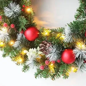 Guirlande de Noël 40 cm, décoration artificielle avec baies rouges pour porte d'entrée, fenêtre, mur, décoration de maison pour les fêtes d'hiver, 1 pièce - Product Image 4