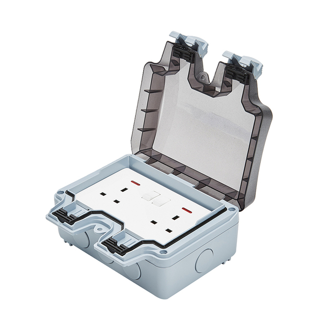 Outdoor Waterproof IP66 Single/Double Transparent Cover Enclosure Switch Power Socket, Wall Socket UK standard