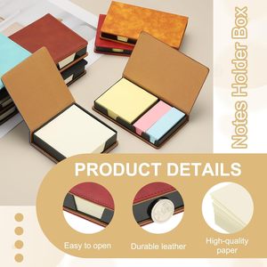 Porte-notes autocollants en cuir PU, mini-boîte de rangement pour bureau, organisateur de bloc-notes, boîte de rangement pour bureau, maison, bureau - Product Image 5