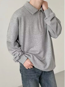 <span class=keywords><strong>Polo</strong></span> <span class=keywords><strong>grigia</strong></span> di alta qualità da uomo Casual Cargo a maniche lunghe t-Shirt con colletto Paul retrò americano con cappuccio - Product Image 5