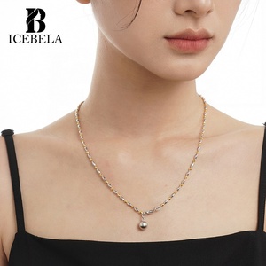 ICEBELA fabricante <span class=keywords><strong>Funky</strong></span> 38cm temperamento S925 plata esterlina 18K oro rodio a juego cuenta colgante collar mujeres - Product Image 6