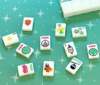 Mahjong de voyage et de divertissement, 160 tuiles bleues, 4 couches, rose nacré, bleu marine pailleté, 144 tuiles ardoise, 1.4, pour soirées de jeu et vacances