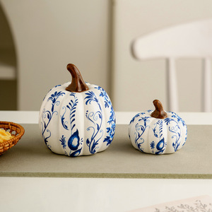 Blue <b>White</b> Porcelain <b>Pumpkin</b> Home <b>Decor</b> Delft Blue Porcelain <b>Pumpkin</b> <b>Decoration</b> for Home Blue Willow Home <b>Decor</b> Items - Product Image 3