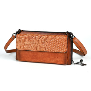 Ando Bag Floral Embossed Genuine Leather <b>Phone</b> <b>Wallet</b> Women Vintage Crossbody Card Holder <b>Purse</b> - Product Image 3