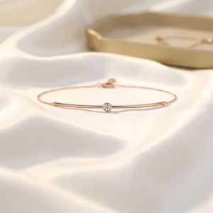 Hong Kong Wholesale Fine Jewelry Manufacturer Export Real Natural Diamond 18K <b>Solid</b> Rose Gold Single Embellishment <b>Bracelet</b> - Product Image 6