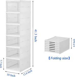 Foldable PP Injection <b>Storage</b> <b>Box</b> Easy Assembly Clear Plastic Stackable Shoe <b>Storage</b> Cabinet with Lids Large Size Shoe Rack - Product Image 2