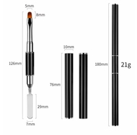Pinceau à ongles en gel double extrémité personnalisable populaire, manche en métal, virole sertie, double tête, poils synthétiques en nylon