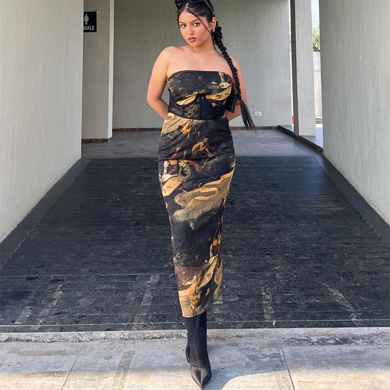 Women's 2024 Spring Clothes Summer Sleeveless Sexy Print Dress Slim Bodycon  Casual Long Dresses| Alibaba.com