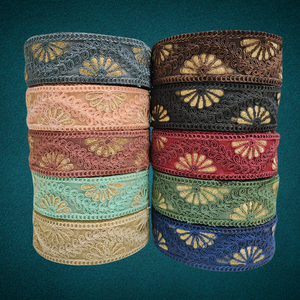 Dentelle brodée florale colorée luxueuse pour la décoration intérieure de vêtements de mariée et accessoires de mariage pour sacs - Product Image 1