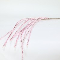 Bunga Rumbai Gantung Buatan 124cm Panjang Gradasi Pink Putih Batang Willow Buatan untuk Dekorasi Rangkaian Bunga Pernikahan Rumah