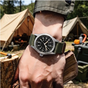 Bracelet de montre Jettda Premium en nylon rayé avec breloques, en tissu Natos, une seule pièce, côtelé, avec boucle déployante, logo personnalisé, compatible avec Hamilton - Product Image 3
