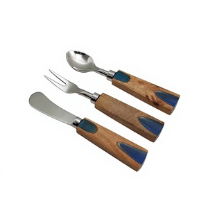Wholesale Vintage Eco Friendly Stainless Steel Hand Forged Shiny Gold Flatware with Resin Handles for Wedding <b>Mirror</b> Polish - Product Image 1