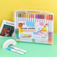 Stylos marqueurs acryliques personnalisables de marque, 12/18/24/36/48/60 couleurs, prise en main triangulaire, séchage rapide et mélangeables, pour le dessin artistique des enfants